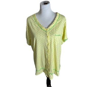 Celestial Dreams Pajama Top Women's Size 2X Button Front Short Sleeve Pocket
